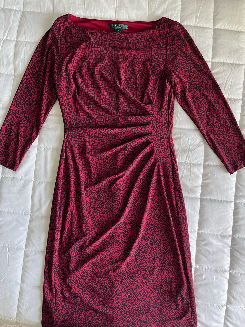 Lauren Ralph Lauren Red & Black Printed Knit Dress